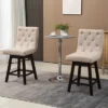HOMCOM Bar Stools Set Of 4, Swivel Bar Chairs, 25.5" High Fabric Tufted Breakfast Barstools For Kitchen Counter, Beige 2 HOMCOM Bar Stools Set Of 4, Swivel Bar Chairs, 25.5" High Fabric Tufted Breakfast Barstools For Kitchen Counter, Beige -HOMCOM Store GUEST 957481e6 983c 4143 9136 e5cf2e149f59