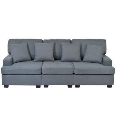 Modern Upholstered 3-Seat Sofa With 4 Pillows-ModernLuxe 5 Modern Upholstered 3-Seat Sofa With 4 Pillows-ModernLuxe - Image 3