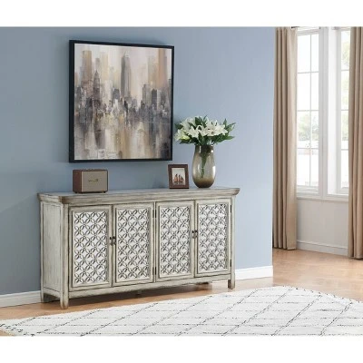 Shirley 4 Door Storage Credenza/Sideboard With Mirrored Doors Burnished Gray - Treasure Trove 7 Shirley 4 Door Storage Credenza/Sideboard With Mirrored Doors Burnished Gray - Treasure Trove - Image 5
