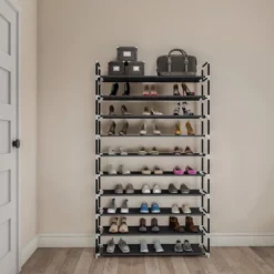 Hastings Home Space-Saving Shoe Rack - 10-Tier, Black -HOMCOM Store GUEST 9674dc9f 51ef 40ec 9f19 fb9e880263b7