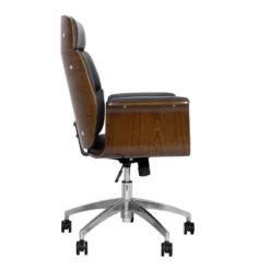 Cannonade Mid-Century Modern Swivel Office Chair Black/Walnut - Christopher Knight Home -HOMCOM Store GUEST 96ea0b2e 12cf 4964 b431 57b6a39002c9