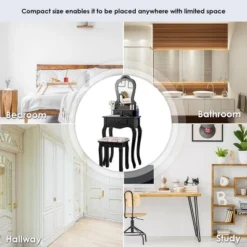 Tangkula Vanity Mirror Makeup Dressing Table Set W/ Stool Drawer Wood Desk 15 Tangkula Vanity Mirror Makeup Dressing Table Set W/ Stool Drawer Wood Desk -HOMCOM Store GUEST 98075a6e 9440 4bf1 9de7 8d596e4c61ad