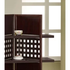 4 Panel Book Shelves Room Divider Walnut - Ore International -HOMCOM Store GUEST 98118973 06b6 471f 8451 0167e7d7b361