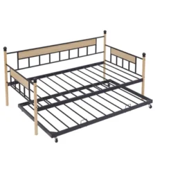 Twin Size Daybed, Metal Framed Sofa Bed With Twin Size Trundle Bed-ModernLuxe -HOMCOM Store GUEST 9821b44a b43a 4b3a a5a8 1cc9bdcaf226