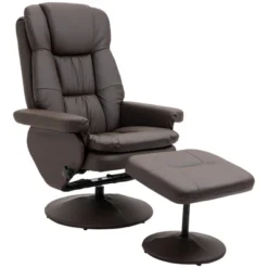 HOMCOM Recliner And Ottoman With Wrapped Base, Swivel PU Leather Reclining Chair With Footrest For Living Room, Bedroom And Office -HOMCOM Store GUEST 98221184 700b 464b 85ae c3f5099e772a