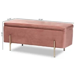 Rockwell Blush Velvet Metal Storage Bench Pink/Gold - Baxton Studio -HOMCOM Store GUEST 985496f6 c1ce 4e2d 86b4 c1589a9116d3