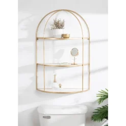 21" X 32" Freade Tiered Decorative Wall Shelf White/Gold - Kate & Laurel All Things Decor -HOMCOM Store GUEST 990d250a 8797 4bee 85ff 00dcf762c870