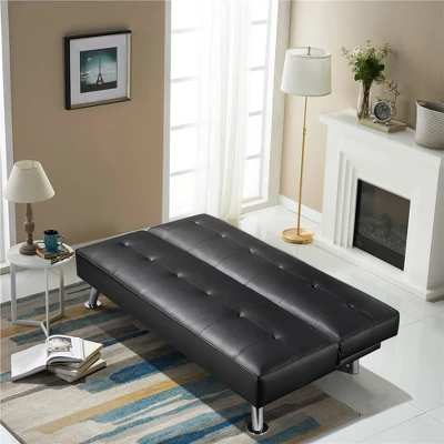 Yaheetech Faux Leather Adjustable Convertible Sofa Bed Couch Futon For Living Room 4 Yaheetech Faux Leather Adjustable Convertible Sofa Bed Couch Futon For Living Room - Image 2