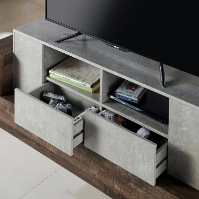 Lums TV Stand For TVs Up To 80" Cement/Reclaimed Oak - MiBasics 5 Lums TV Stand For TVs Up To 80" Cement/Reclaimed Oak - MiBasics - Image 3