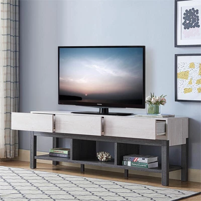 Ganett Wood TV Stand In White Oak And Distressed Gray - Furniture Of America 6 Ganett Wood TV Stand In White Oak And Distressed Gray - Furniture Of America - Image 4