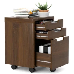 Costway 3 Drawer Rolling File Cabinet W/ Wheels Vertical Printer Stand Walnut -HOMCOM Store GUEST 9978ed26 1b3f 4622 8eee 5abfee227c00