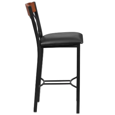Flash Furniture Vertical Back Metal And Wood Restaurant Barstool With Vinyl Seat 5 Flash Furniture Vertical Back Metal And Wood Restaurant Barstool With Vinyl Seat - Image 3