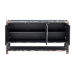 Butcher Mid-Century Modern 3 Door Storage Credenza/Sideboard With Shelf Weathered Black Finish - Treasure Trove -HOMCOM Store GUEST 99d71400 4502 47c4 8ae6 3bd12758a754