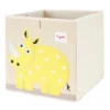 3 Sprouts Kids Children's Felt Gray Mouse Storage Cube Box Toy Bin With Yellow Rhino Fabric Storage Cube Toy Bins