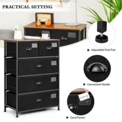 Costway 5 Drawer Dresser Fabric Storage Tower Organizer Unit Sturdy Steel Frame -HOMCOM Store GUEST 9bcbbd46 fb0d 4c54 bdb4 831f52129be6