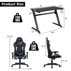 Costway Z-Shaped Racing Style Desk & Massage Gaming Chair Set For Home Office -HOMCOM Store GUEST 9c28f4ce 4c63 43b0 8a79 05bef01f0430
