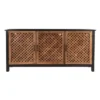 Rolle Rustic 3 Door Credenza/Sideboard Natural Wood/Black - Treasure Trove