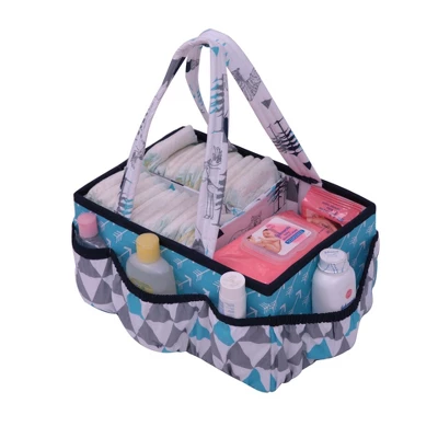 Bacati - Woodlands Aqua/Navy/Gray Boys Cotton Nursery Storage Caddy 5 Bacati - Woodlands Aqua/Navy/Gray Boys Cotton Nursery Storage Caddy - Image 3