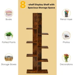 Costway 8-shelf Bookcase Freestanding Tree Shelf Display Storage Stand BlackWhite 19 Costway 8-shelf Bookcase Freestanding Tree Shelf Display Storage Stand BlackWhite -HOMCOM Store GUEST 9d2c72e0 df57 4f7e 870a 3a2297b66558