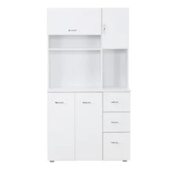 HOMCOM 66" Buffet With Hutch, Freestanding Kitchen Pantry With 2 Large Cabinets, 1 Pull Up Cabinet, 3 Drawers & Wide Countertop, White 9 HOMCOM 66" Buffet With Hutch, Freestanding Kitchen Pantry With 2 Large Cabinets, 1 Pull Up Cabinet, 3 Drawers & Wide Countertop, White -HOMCOM Store GUEST 9e426c46 732f 4b67 bba6 186c89a8e29e