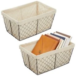 MDesign Medium Chicken Wire Basket With Fabric Liner -HOMCOM Store GUEST 9e60348b 8793 49f5 a3af 21e8bf999730