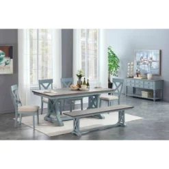 Skye Dining Table Blue - Treasure Trove Accents -HOMCOM Store GUEST 9f26640b aae5 41f0 a621 69b61b2f6beb