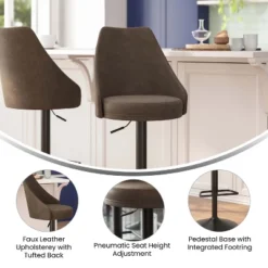 Flash Furniture Chrishelle Set Of 2 Commercial Adjustable Height Barstools With Upholstered Tufted Seats And Pedestal Base With Footring, Black -HOMCOM Store GUEST 9f447041 2e7d 47fe bc3c 9ef04c662a0b