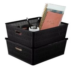 Simplify 2pk Large Slide And Stack Storage Shallow Totes Black -HOMCOM Store GUEST 9fe8c583 f286 4aa9 bdef db78afd7c4e1