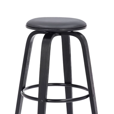 26" Harbor Backless Swivel Faux Leather Wood Counter Height Barstool Gray/Black - Armen Living 4 26" Harbor Backless Swivel Faux Leather Wood Counter Height Barstool Gray/Black - Armen Living - Image 2