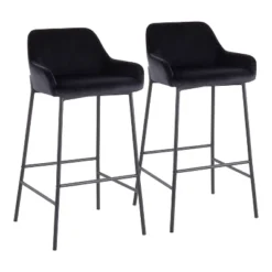 Set Of 2 Daniella Metal/Velvet Barstools - LumiSource -HOMCOM Store GUEST a0e1e9aa 7398 43fc af52 ca0da747b12d