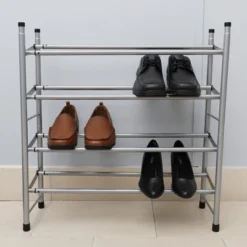 Home Basics Expandable 4 Tier Steel Shoe Rack, Chrome