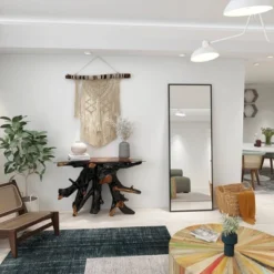 Contemporary Teak Wood Console Table Gold - Olivia & May -HOMCOM Store GUEST a17261a1 491b 4e9d 85b2 6356b75f64dc