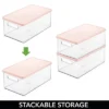 MDesign Plastic Storage Bin Box Container - Lid, Built-In Handles, Clear/Pink -HOMCOM Store GUEST a20c11cf f5b2 4088 bdc4 6a5dd4cd0ec1