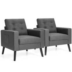 Costway Set Of 2 Accent Armchairs Upholstered Single Sofa Chairs W/ 2-Side Pockets 24 Costway Set Of 2 Accent Armchairs Upholstered Single Sofa Chairs W/ 2-Side Pockets -HOMCOM Store GUEST a24055ae 5974 42c9 9784 25533c62bd07
