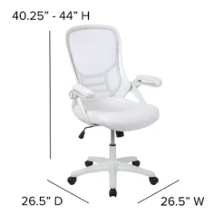 Emma And Oliver High Back White Mesh Ergonomic Office Chair With White Frame And Flip-up Arms -HOMCOM Store GUEST a25fcdab 7713 4ac8 aeee 488cd9ca919b