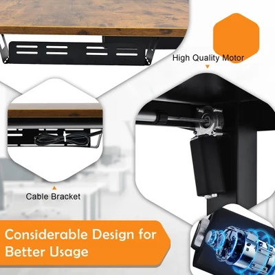 55''x28'' Electric Standing Desk Height Adjustable Sit Stand Desk W/USB Port BrownBlack 11 55''x28'' Electric Standing Desk Height Adjustable Sit Stand Desk W/USB Port BrownBlack - Image 9