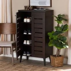 Salma Wood 2 Door Shoe Storage Cabinet Dark Brown - Baxton Studio 20 Salma Wood 2 Door Shoe Storage Cabinet Dark Brown - Baxton Studio -HOMCOM Store GUEST a466da0d 9b80 4b5f 9ebc e7b909b206bb