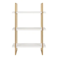 20" X 30" Leigh Wood And Metal Wall Shelf White/Gold - Kate & Laurel All Things Decor