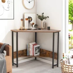 Costway Triangle Computer Desk Corner Desk Home Office With Power Outlets USB Ports Black/Rustic 20 Costway Triangle Computer Desk Corner Desk Home Office With Power Outlets USB Ports Black/Rustic -HOMCOM Store GUEST a4f46d22 9975 4f82 a936 e5e2993192fe