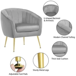 Yaheetech Velvet Accent Armchair Barrel Chair With Metal Legs For Living Room -HOMCOM Store GUEST a5113780 914b 4811 8b42 f06dfd95ce19