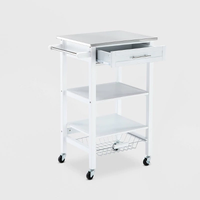 Hennington Kitchen Cart With Stainless Steel Top White - Boraam 8 Hennington Kitchen Cart With Stainless Steel Top White - Boraam - Image 6