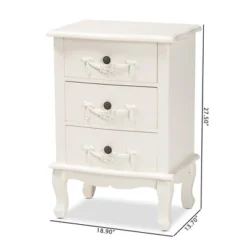 Callen Wood 3 Drawer Nightstand White - Baxton Studio -HOMCOM Store GUEST a55a867e f815 4127 b334 e39c52c89424