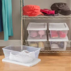 Sterilite 6 Quart Clear Plastic Stacking Storage Container Tote With White Lid For Garage, Kitchen, And Closet Organization -HOMCOM Store GUEST a5953c06 a467 454c a748 ad16203f01f2