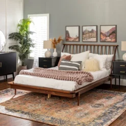 Boho Solid Wood Spindle Platform Bed - Saracina Home -HOMCOM Store GUEST a59e04b0 9472 44a4 aa47 43be053d19eb
