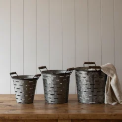 Set Of 3 Galvanized Metal & Wood Baskets - Foreside Home & Garden 15 Set Of 3 Galvanized Metal & Wood Baskets - Foreside Home & Garden -HOMCOM Store GUEST a5c63888 7b83 4e8e acc6 e9c0540c49a4