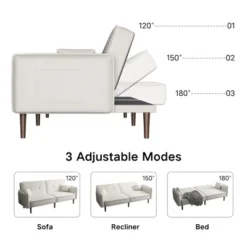 Convertible Futon Sofa Bed With Wooden Legs - ModernLuxe -HOMCOM Store GUEST a6435b2a 5f55 4bfe a975 c219573059c5