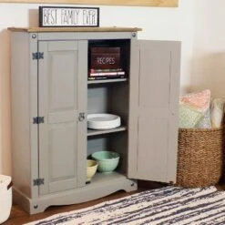 Sunnydaze Decor Sunnydaze 2-Door, 2-Shelf Accent Cupboard - Solid Pine - Gray - 43" H 15 Sunnydaze Decor Sunnydaze 2-Door, 2-Shelf Accent Cupboard - Solid Pine - Gray - 43" H -HOMCOM Store GUEST a6a1c58e 5d29 40f8 a8a0 90df82e33b50