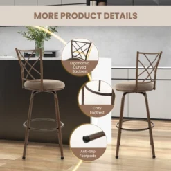 Costway Set Of 2 24/30 Inch Adjustable Swivel Barstools Metal Dining Chairs Brown -HOMCOM Store GUEST a735628e 3d56 4950 9b7d a004f175b8c5