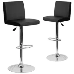 Emma And Oliver 2 Pack Contemporary Vinyl Adjustable Height Barstool With Panel Back And Chrome Base -HOMCOM Store GUEST a81f4a88 963e 4607 bc49 41974763955f