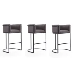 Set Of 3 Cosmopolitan Upholstered Metal Barstools - Manhattan Comfort -HOMCOM Store GUEST a9723dd5 3119 45ed 8df1 3a2292280030